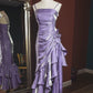 Blue shiny stylish elegant spaghetti straps long satin ball gown evening dress party dress gh3489