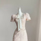Rosa Retro-Heimkehrkleid im Chanel-Stil für Damen, Sommer, kurzes, zierliches High-End-Kleid 11290
