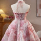 Pink fluffy sweet girl short prom dress homecoming dress party birthday party tube top princess dress gh4605