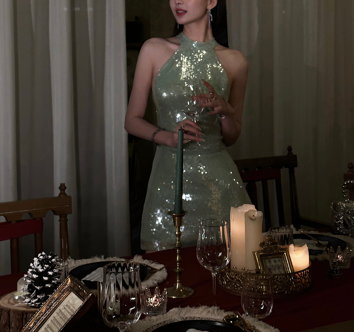 Mintgrünes Cocktailkleid mit Pailletten, kurzes Homecoming-Kleid, Cocktailkleid, Geburtstagskleid 11291