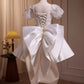 White beaded puffy short homecoming dress wedding dress party dress birthday party dress light wedding dress princess gh4606