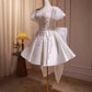 White beaded puffy short homecoming dress wedding dress party dress birthday party dress light wedding dress princess gh4606