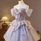 Blue purple short puffy homecoming dress party birthday party mesh French dress princess dress prom dress gh4604