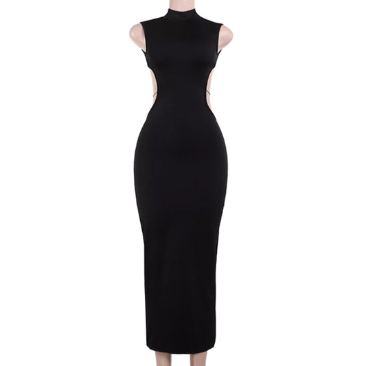 European and American style metallic butterfly hollow-out backless dress, sexy style, slimming slit long skirt  11488