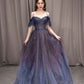 Lila Farbverlauf Tüll Langes Ballkleid, Wunderschönes A-Linien Abendkleid gh2643