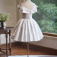 White homecoming dress satin birthday party dress short prom dress evening dress gh4583