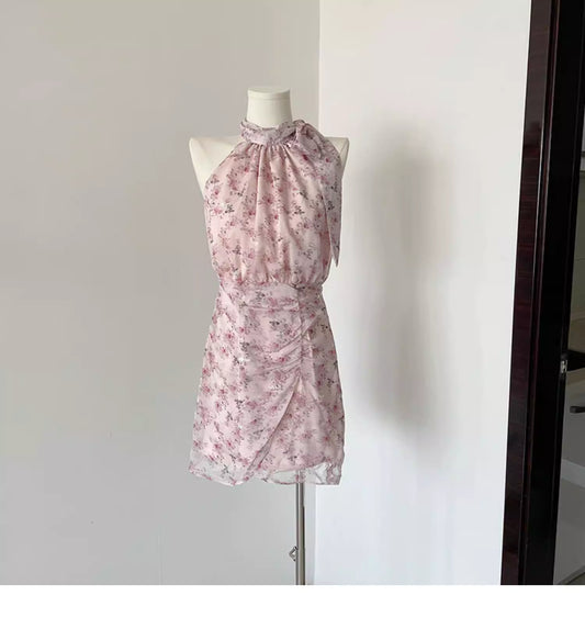 French-style gentle halter neck dress with tie-up fairy skirt  11491