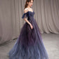 Lila Farbverlauf Tüll Langes Ballkleid, Wunderschönes A-Linien Abendkleid gh2643