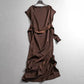 Minimalist style solid color satin flowy round neck raglan sleeve elegant commuter bodycon short sleeve dress 11299