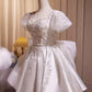 White beaded puffy short homecoming dress wedding dress party dress birthday party dress light wedding dress princess gh4606