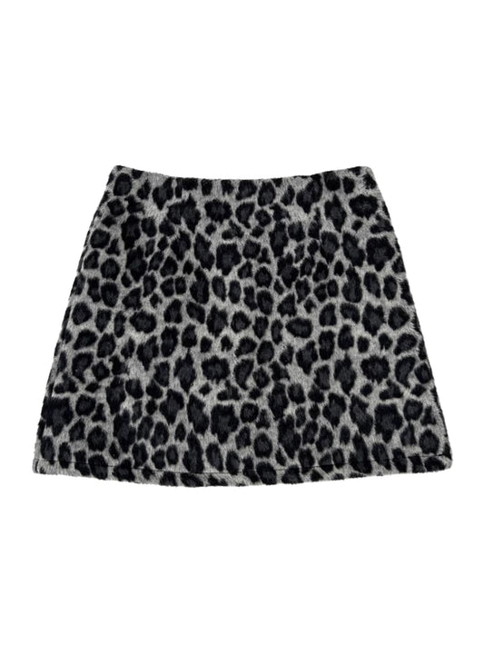 New winter retro-style leopard print wool midi skirt for women, slimming A-line short skirt, plus size. 11343
