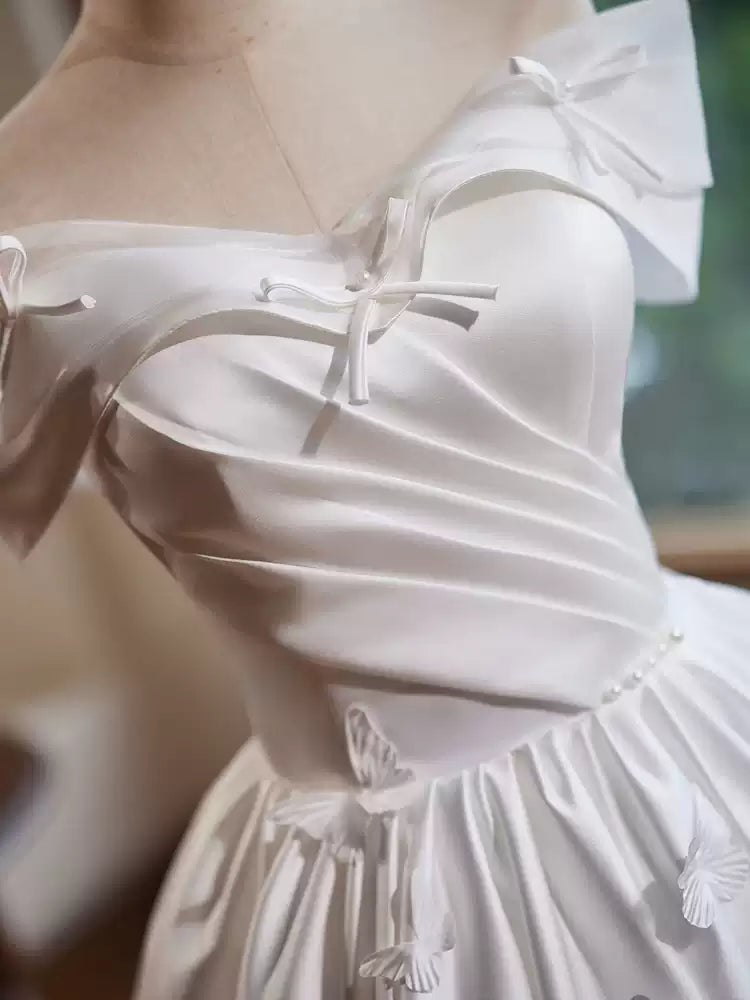 White homecoming dress satin birthday party dress short prom dress evening dress gh4583