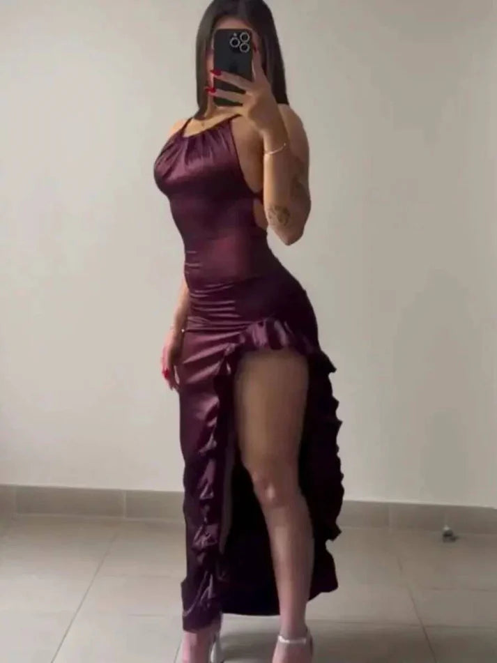 Purple Fashion Chic Suspender Long Elegant Sexy Bodycon Prom Dress Evening Gown Fashion Party Dress gh3449