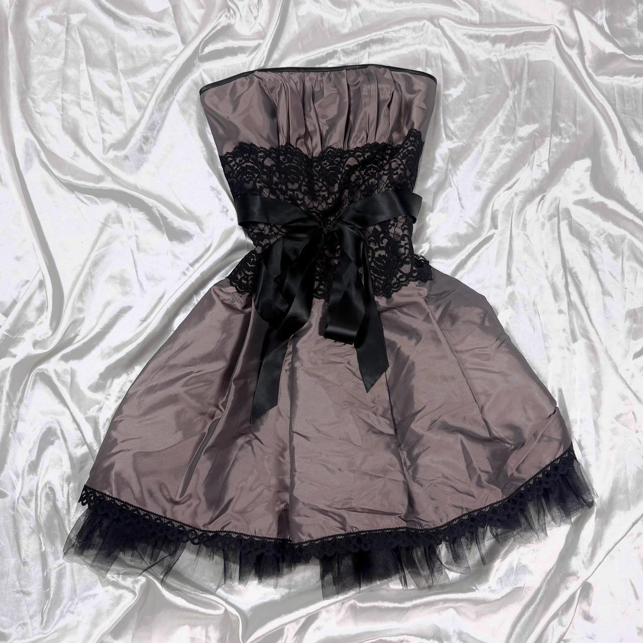 Robe de bal en dentelle marron et noire Y2K, robe de retour à la maison, robe gothique, robe de fée gh4597