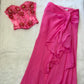 Robe longue de soirée élégante en deux pièces, ornée de perles roses, gh4309
