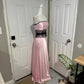 Pink/Green Lace Long Satin Prom Dress Evening Dress Graduation Dress gh4566