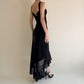 Girlhomeshops - Robe de bal longue noire en mousseline à volants, robe de remise de diplôme gh5646