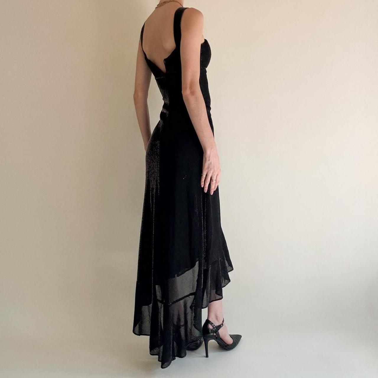 Girlhomeshops - Robe de bal longue noire en mousseline à volants, robe de remise de diplôme gh5646