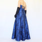 Robe de soirée longue en velours bleu marine, style vintage floral, style trompette, gh4350