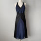 Dark Navy and Black Jumpsuit Fairy Halter Back Lace Up Women's Short/Midi satin Homecoming Dress, Evening Gown, Party Dress gh4122
