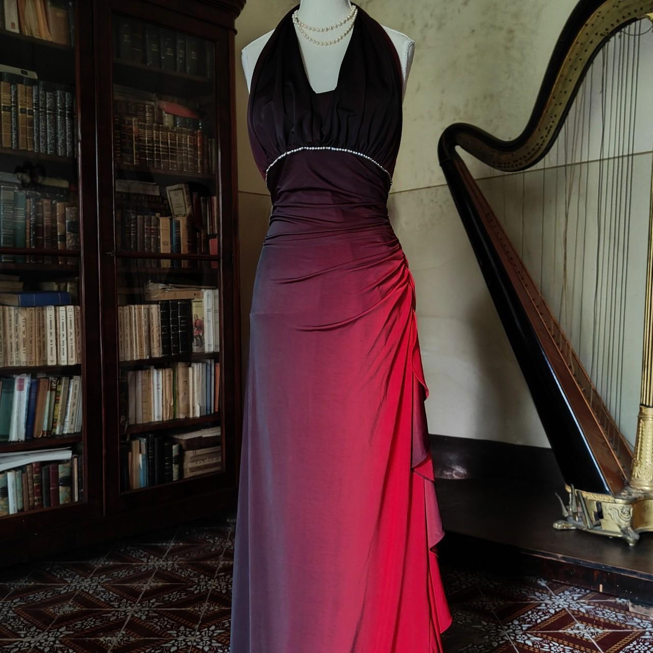 Girlhomeshops--Burgundy black gradient retro fashion long chiffon fairy dress prom dress gh5545