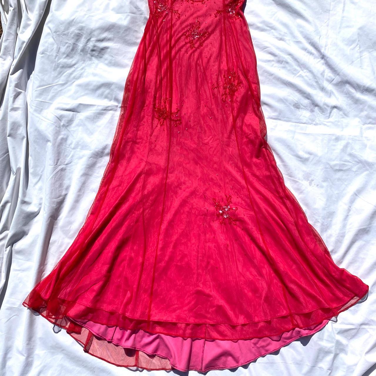 Robe de bal longue en satin et tulle, style vintage, ludique et sexy, rose vif, décolleté en V profond, motif floral délicat, perles, col carré, robe de soirée, robe de fête d'anniversaire, gh3958