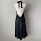 Dark Navy and Black Jumpsuit Fairy Halter Back Lace Up Women's Short/Midi satin Homecoming Dress, Evening Gown, Party Dress gh4122
