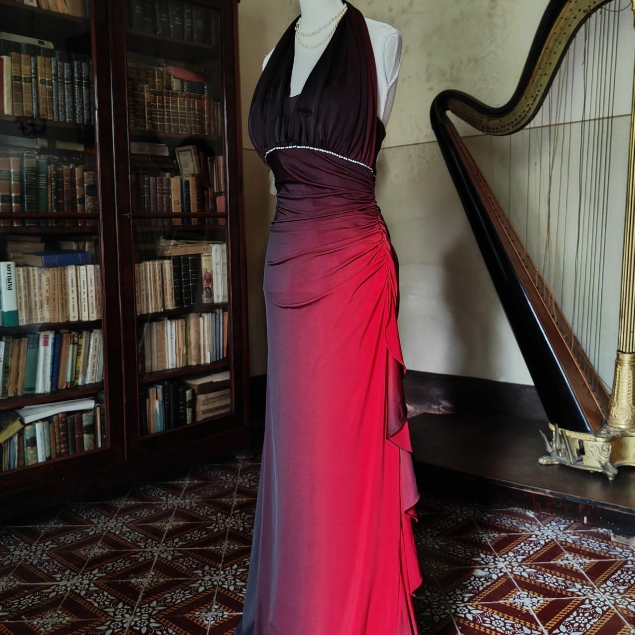 Girlhomeshops--Burgundy black gradient retro fashion long chiffon fairy dress prom dress gh5545