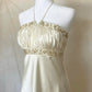 Superbe robe de soirée en satin pour femme, élégante, vintage, dorée, délicate, florale, bretelles spaghetti, robe de bal, robe de soirée, robe de bal, robe de fée, gh4183