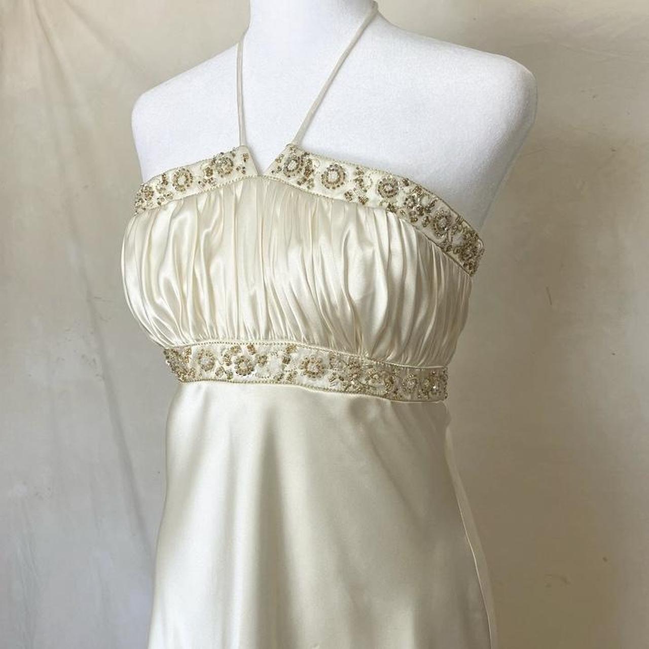 Superbe robe de soirée en satin pour femme, élégante, vintage, dorée, délicate, florale, bretelles spaghetti, robe de bal, robe de soirée, robe de bal, robe de fée, gh4183