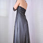 Robe de soirée longue en tulle, style gothique, élégante, noire et grise, style rétro, dégradé de couleurs, perles, motif floral, col licou, gh3665
