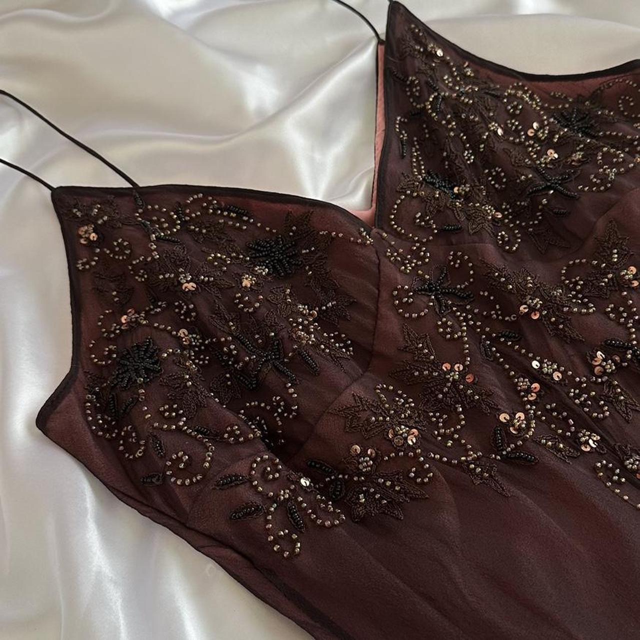 Rotbraun wunderschöne schöne elegante exquisite florale Perlen Spaghettiträger lange Chiffon Tüll Ballkleid Abendkleid Partykleid Abschlussballkleid gh3901