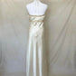 Superbe robe de soirée en satin pour femme, élégante, vintage, dorée, délicate, florale, bretelles spaghetti, robe de bal, robe de soirée, robe de bal, robe de fée, gh4183