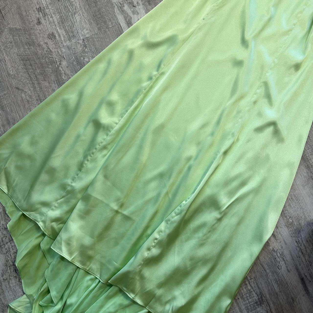 Robe longue en satin vert clair brillant, élégante, vintage, bretelles spaghetti, paillettes, strass, robe de soirée, gh4301