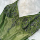 Grünes Vintage-Mode-elegantes, exquisites, perlenbesetztes, langes Chiffon-Hosenträgerkleid mit Blumenstickerei, Ballkleid, Abendkleid, Partykleid, Abschlussballkleid gh3720