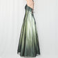 Robe de soirée longue en mousseline de soie et tulle, style empire, vert, vintage, ombré, florale, perles, col licou, gh3606