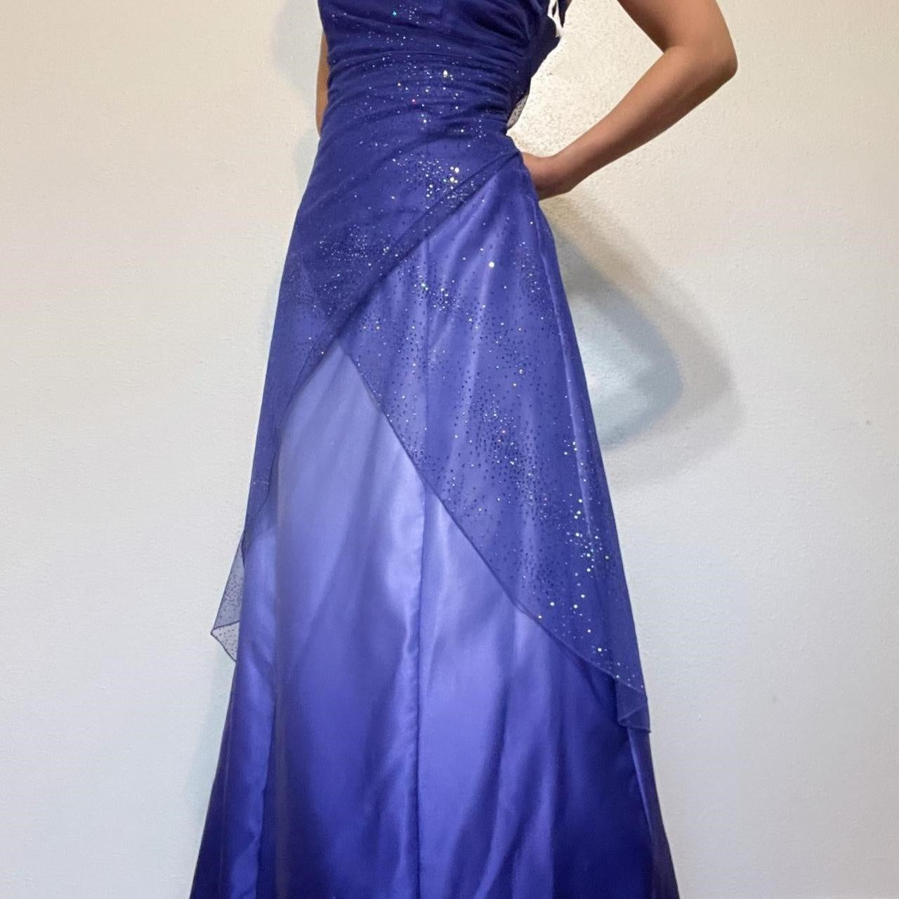 Girlhomeshops - Robe de bal longue et brillante violette, dégradé de couleurs, longueur au sol, gh5514