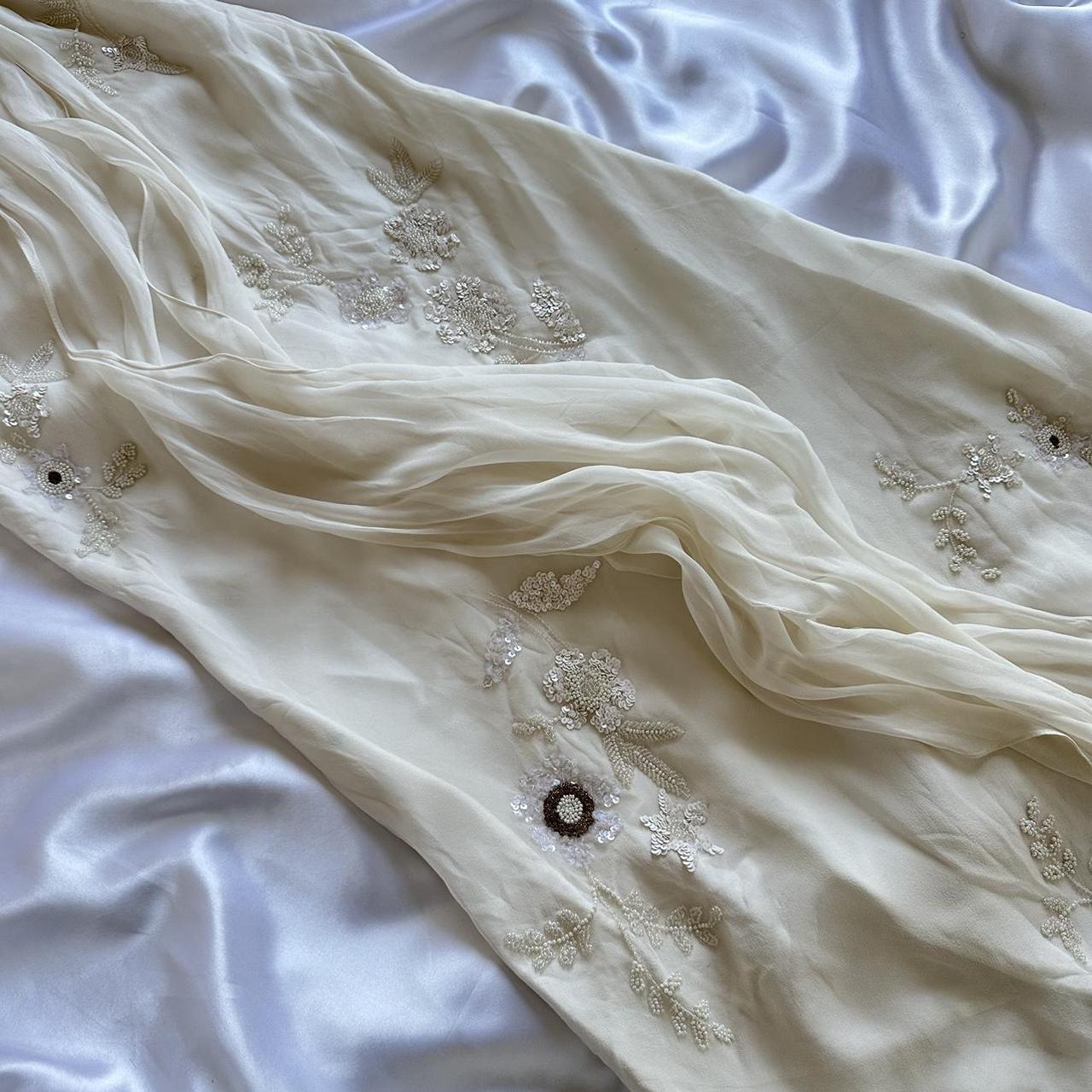 Elfenbein wunderschönes leichtes, zartes, mit Perlen besetztes Spaghettiträger-Lang-Chiffon-Ballkleid-Abendkleid-Partykleid gh3336