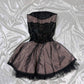 Robe de bal en dentelle marron et noire Y2K, robe de retour à la maison, robe gothique, robe de fée gh4597