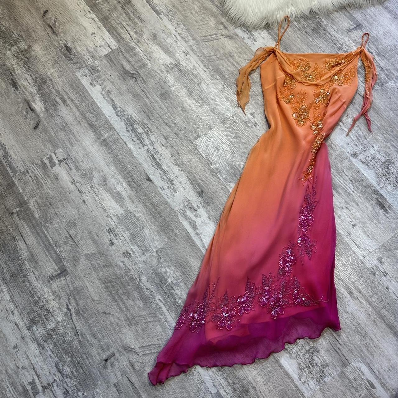 Orange Farbverlauf Mode Exquisite Perlen Lange Tüll Ballkleid Abendkleid Partykleid gh3184