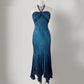 Dunkelblaues Meerjungfrau-Kleid mit Perlen, lang, Chiffon, formelles Abschlussball-Abendkleid, Hochzeitsgast-Partykleid, griechisches Neckholder-Kleid, gh3617b