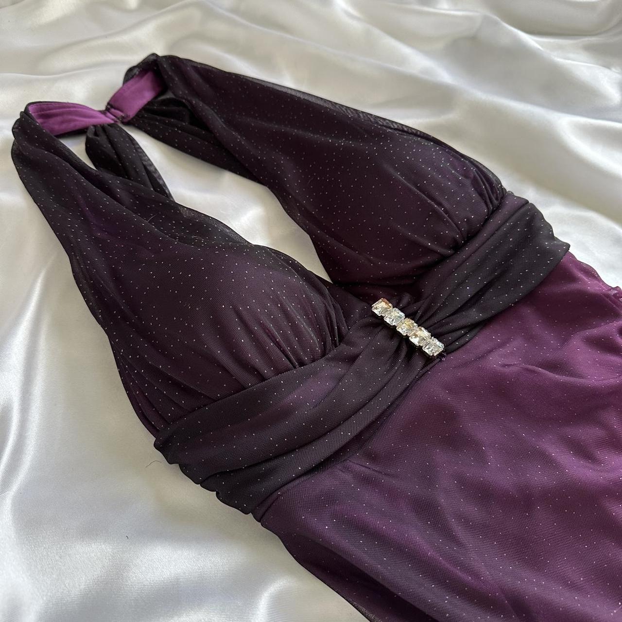 Charmantes dunkelviolettes glänzendes modisches Farbverlauf-elegantes langes Chiffon-Abendkleid Partykleid Ballkleid gh3594