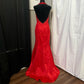 Cherry Red Vintage Exquisite Beading Gorgeous Bright Sexy Backless Long Satin Slit Formal Prom Dress Evening Dress Wedding Guest Dress Birthday Party Dress gh3630