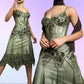 Robe de soirée asymétrique mi-longue en mousseline de soie, élégante et élégante, style vintage, à perles, style vintage, pour anniversaire, mariage, fête, bal, gh4017