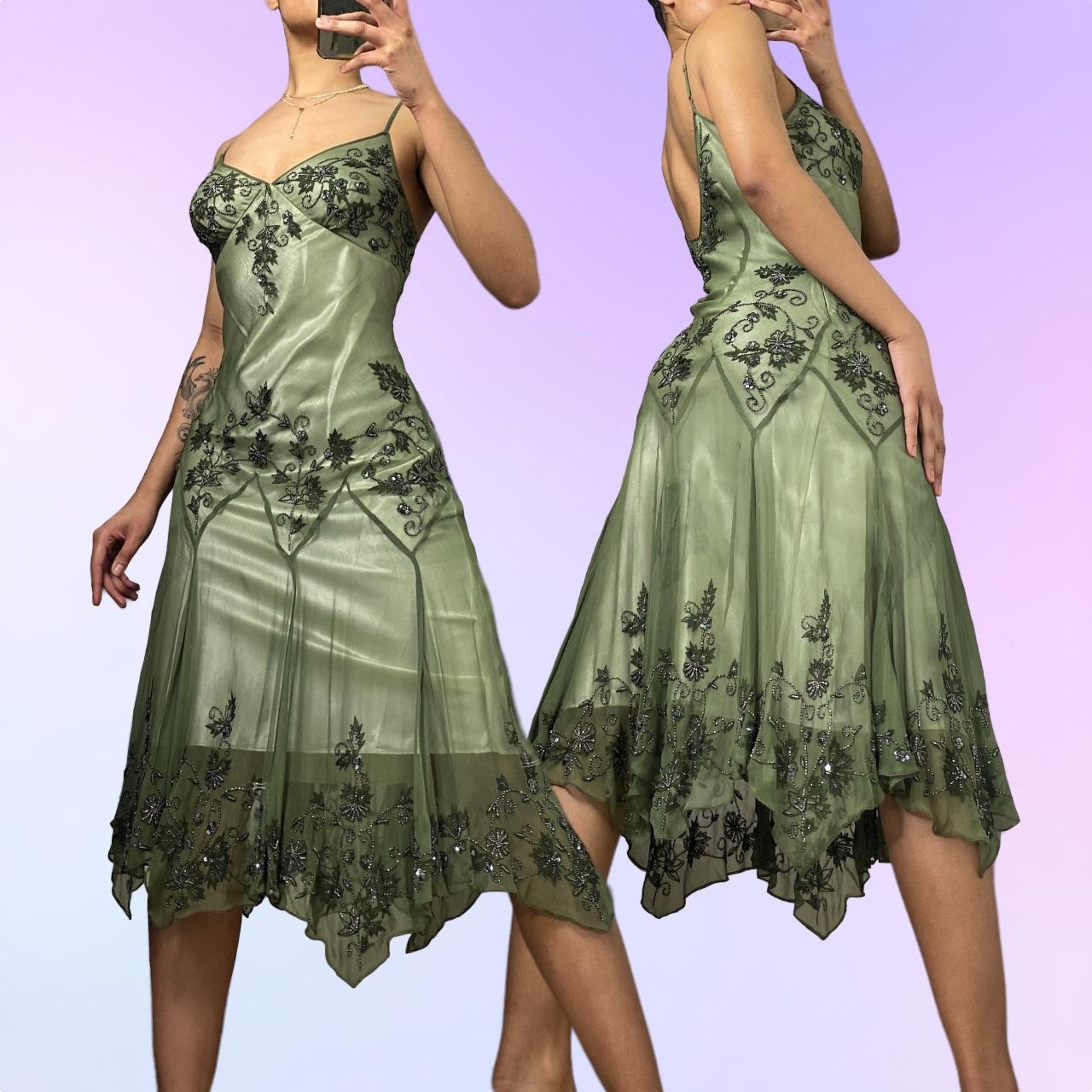 Robe de soirée asymétrique mi-longue en mousseline de soie, élégante et élégante, style vintage, à perles, style vintage, pour anniversaire, mariage, fête, bal, gh4017