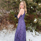 Purple Elegant Exquisite Floral Spaghetti Strap Long Tulle Floor Length Ball Gown Evening Gown Party Dress Prom Dress gh3736
