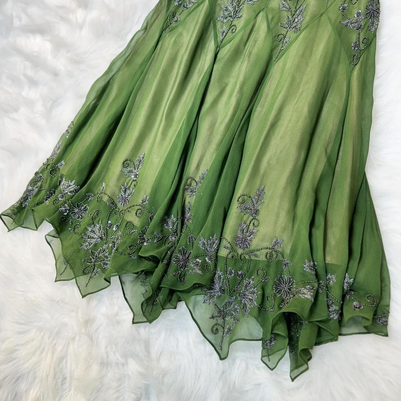 Grünes Vintage-Mode-elegantes, exquisites, perlenbesetztes, langes Chiffon-Hosenträgerkleid mit Blumenstickerei, Ballkleid, Abendkleid, Partykleid, Abschlussballkleid gh3720
