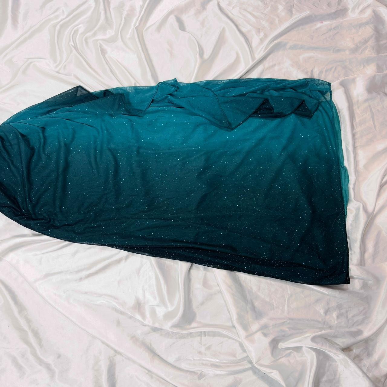Robe de soirée longue en mousseline de soie, asymétrique, à paillettes bleu sarcelle, dégradé de couleurs, élégante et douce, robe de bal, robe de soirée, robe de bal, robe de fée, robe gothique, gh4180