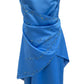 Robe de soirée longue en satin à fleurs, robe de soirée vintage glamour, perles bleues, gh4351