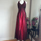 Robe de soirée longue en satin et tulle bordeaux, magnifique, exquise, avec perles, élégante, bretelles, gh3439